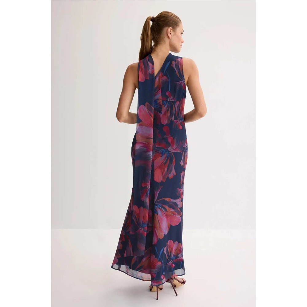 Hutch Floral One Shoulder Maxi Dress Navy Red Pink Size 8 - Picture 2 of 9